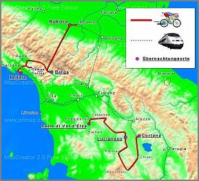 Übersichtskarte Radtour Toskana Apuanische Alpen